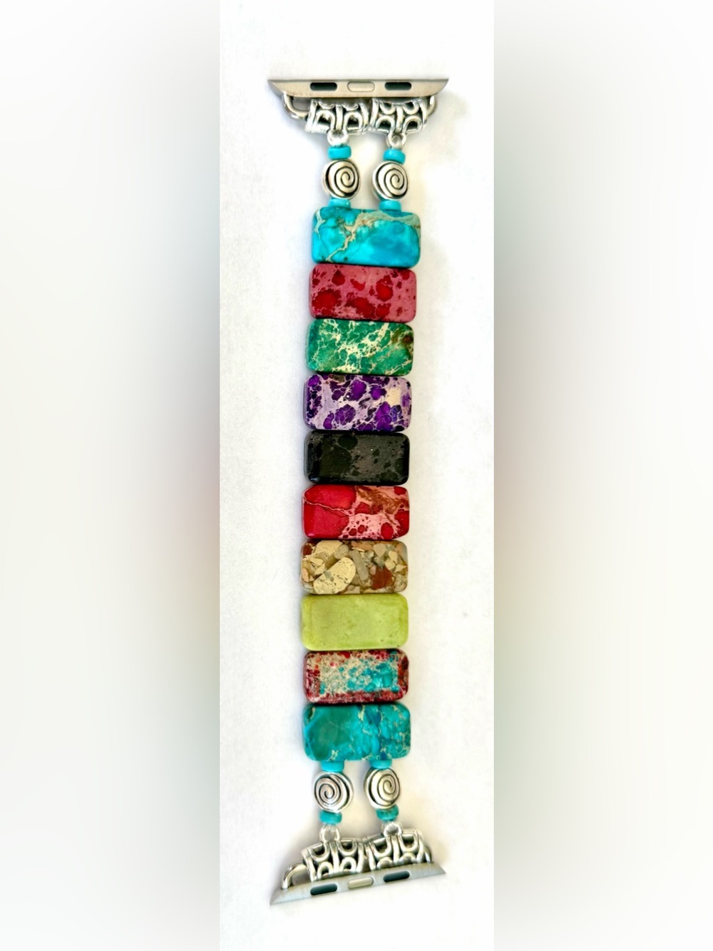 Apple iWatch Band_ Dyed Mixed Color Sea Sediment Jasper_ (WATCH NOT INCLUDED)
